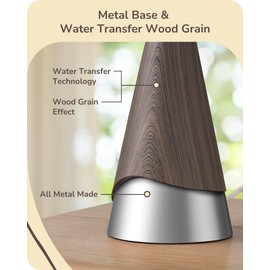 EDISHINE 21.85" Farmhouse Table Lamp, Rustic Bedside Lamp, Water Transfer Walnut Wood Grain Metal Base, Beige Linen Shade, Minimalist Nightstand Light for Living Room, Bedroom, Office, E26 Base