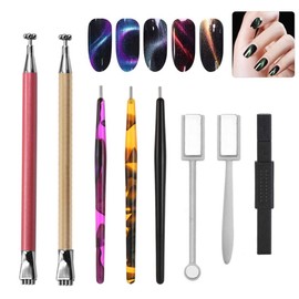 8 Piece Nail Magnet Tool Set Magnetic Pen Manicure Nail Art Tool DIY Magic 3D Magnet Cat Eyes Polish UV Gel