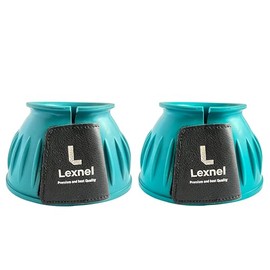 Lexnel Rubber Horse Bell Boots – Durable Overreach Protection & Secure Hook-and-Loop Closure (L-Teal)