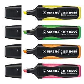 Highlighter - STABILO GREEN BOSS - Wallet of 4 - Assorted Colours