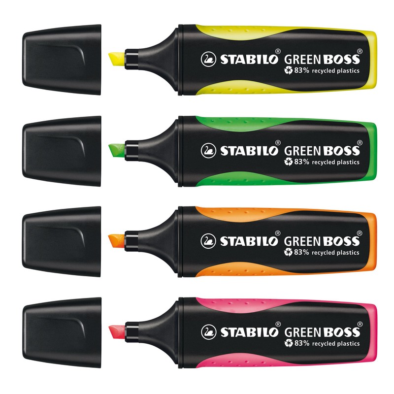 Highlighter - STABILO GREEN BOSS - Wallet of 4 -