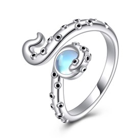 VENACOLY Octopus Ring 925 Sterling Silver Octopus Spoon Ring Octopus Jewellery for Women Octopus Lovers