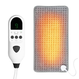 Electric Heating Pad, Soft Heated Pad with LCD Controller, 9 Heating Levels, 4 Gears Timing, Fast Heating & Machine Washable, Great for Back Neck Shoulder Belly Leg Arm, 60cmx30cm, Gray