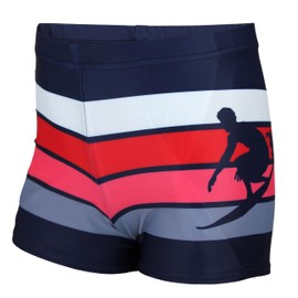 Aquarti Boys' Swimming Trunks Striped with Surfer Motif - 140