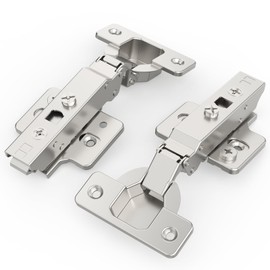 Chibery 2 Pack 120° Full Overlay Frameless Soft Close Cabinet Hinge, Euro Concealed, 45mm, Large Open Angle, 3D Adjustable, Clip-On Plate, Slow Shut, Crash Prevention Cupboard Heavy Door Replacement