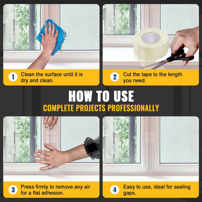 VIVIDA Transparent Window Weather Sealing Tape, 2 Inch x 60
