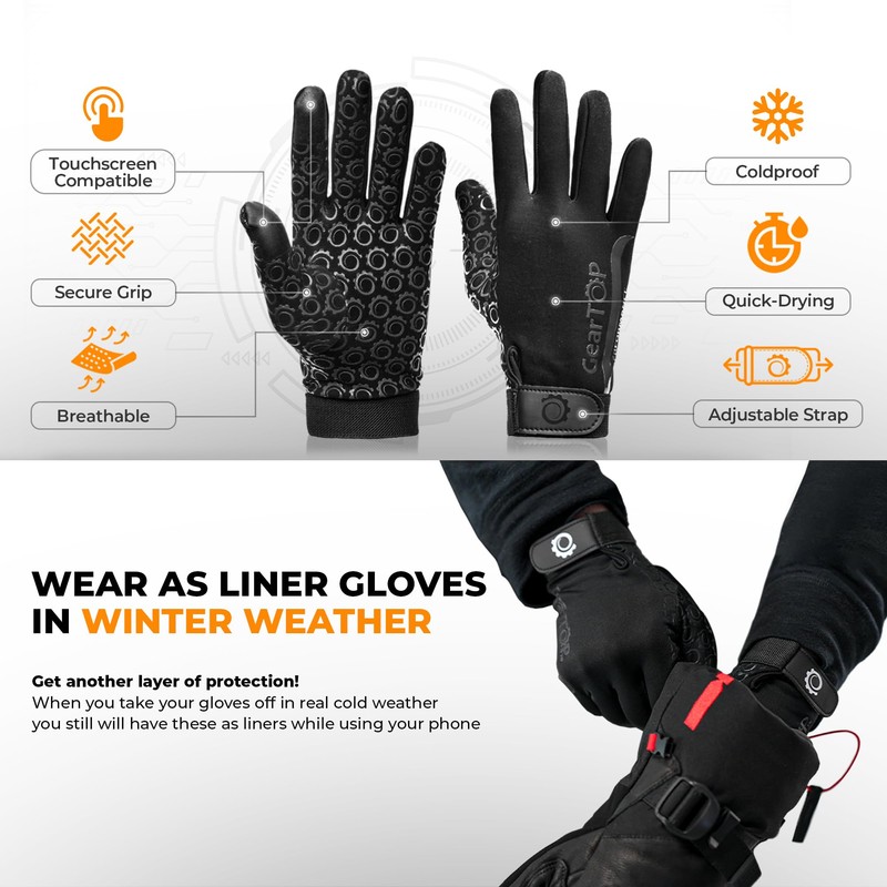 GearTOP Performance and Touch Screen Gloves - Great for Running
