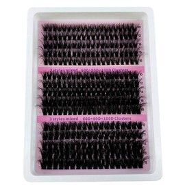 15 Trays 280 Eyelash Clusters, Dense Faux Mink Individual Lashes Extensions, Mixed Length 12-18mm, Fluffy C/D/DD Curl 0.07mm Thickness, 5D Russian Volume Lashes For Makeup