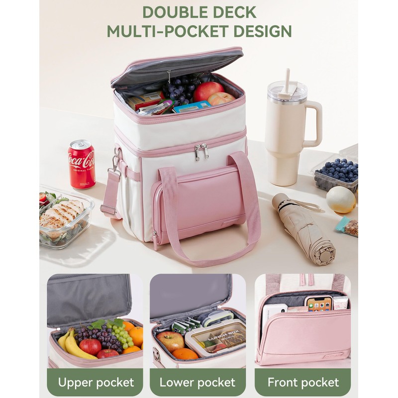 HOMESPON Double Layer Lunch Bag for Women Men, 14L Large