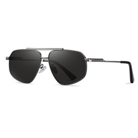 YAMEIZE Polarised Sunglasses Aviator Vintage Round Classic Metal Frame Unisex Driving Glasses for Men with UV400 Protection, silver/grey