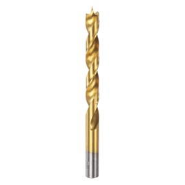 sourcing map Brad Point Drill Bit 9.5mm(3/8") Dia Straight Round Shank Drill Metric Brad Point Spiral Twist Drill Bits for Carpenter Woodworking Plastic Rubber, Golden