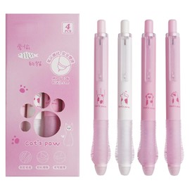 MOZXIRZ 4 Pcs Erasable Gel Pens Cute Retractable Pens Kawaii Pink Erasable Pen 0.5mm Black Ink Aesthetic Pen for Women Girls Boys Men Office School Supplies (Pink-Black Ink)