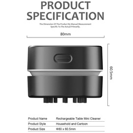 ODISTAR Desktop Vacuum Cleaner,Mini Table dust Sweeper Energy Saving,High Endurance up to 400 mins,Cordless&360º Rotatable for Cleaning Hairs,Crumbs,Computer Keyboard of Gifts for Kids (Black)