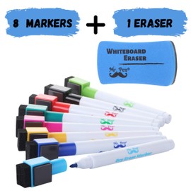 Mr. Pen Magnetic Dry Erase Markers, 8 Pack with Eraser, Magnet, Fine Tip Dry Erase Pens, Back to School Supplies