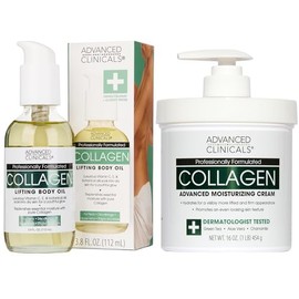 Advanced Clinicals Crema Corporal De Colágeno Loción Hidratante  Aceite Corporal De Colágeno Cuidado De La Piel Set De 2 Piezas  Set De Cuidado De La 