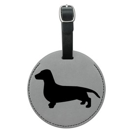 Graphics & More Dachshund Wiener Dog Round Leather Luggage Id Tag Suitcase Carry-on, Black