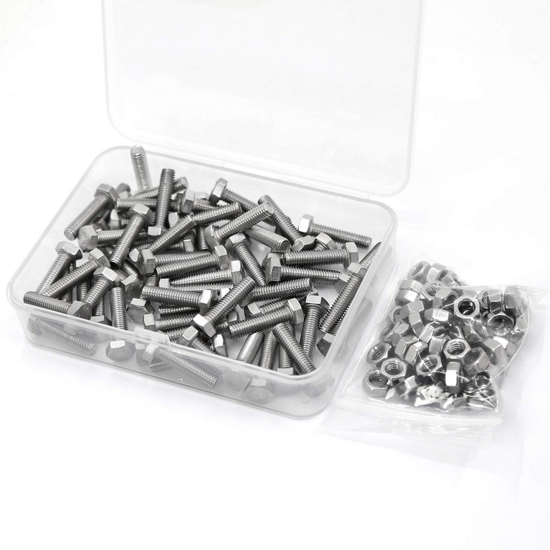 M5-0.8 x 10mm 80PCS Hex Head Screws Bolts and Nuts