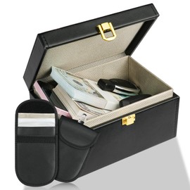 URAQT Keyless Go Protection Car Key Box, Faraday Box & 2 Double Layer Pockets, Value Bundle, RFID Shielding Box, Anti-Theft Protection, Car Key Signal Blocker Box