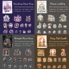 Arpaper Scrapbooking Stickers Set of 120 Scrapbook Accessories Stickers Girls Vintage Stickers Aesthetic Flowers, Butterflies, Fairy Stickers for Photo Album, Scrapbooking, Calendar (Alice in the