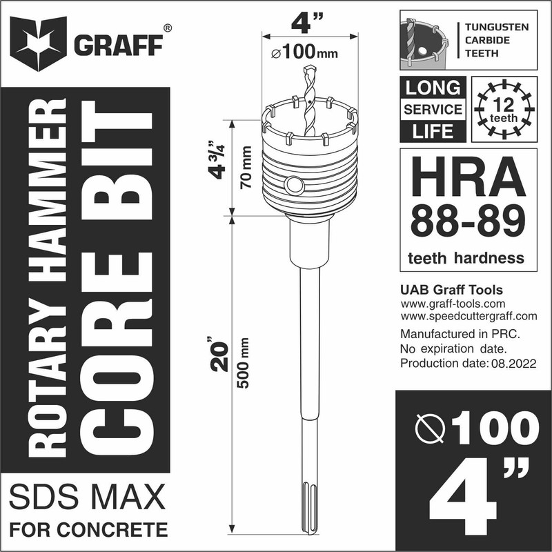 4 Inch SDS Max Rotary Hammer Core Bit - Core