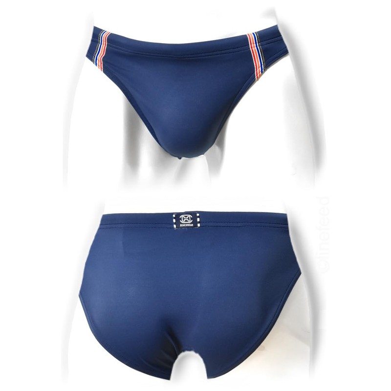 HOM Men's Micro Nautical Cup Swimming Trunks Swim Briefs, Navy