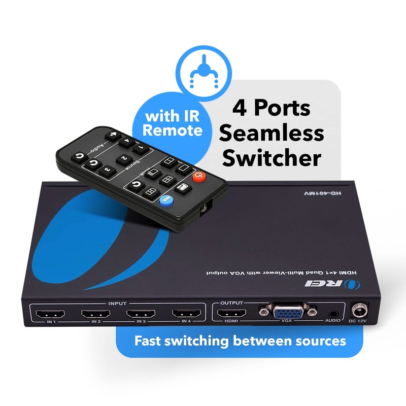 OREI HDMI Switcher 4 in 1 Out with Quad Screen