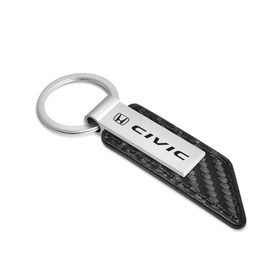 iPick Image Compatible with Honda Civic Carbon Fiber Texture Black PU Leather Strap Key Chain