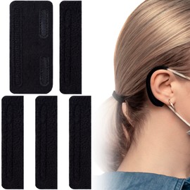 STSTR 4Pcs Nasal Cannula Ear Cushions, Breathable Oxygen Ear Protectors for Oxygen Tubing, Soft Loop Design Comfort Ear Pads for Ear Pain Relieve, Eyeglasses, Oxygen Users - Black