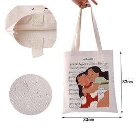 BAUNA Lilo And Nani Tote Bag Aloha OE Sheet Music Reusable Grocery Tote Bag Hawaiian Shoulder Bag Hawaii Souvenir (Aloha OE Tote)