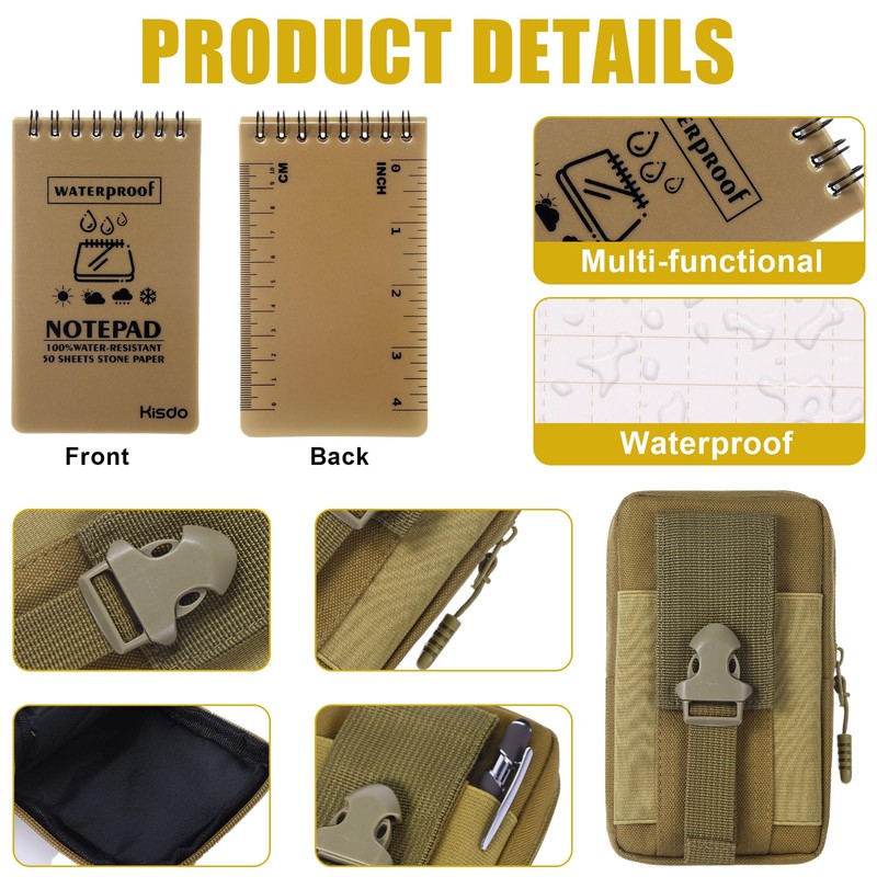 Maahongh 6 Pcs Brown Waterproof Notebook with Pen and Cover,