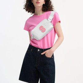 Boulder Bee Belt Bag with Initial Letter, Stylish Fanny Pack for Teenager Girls, Cute Trendy Stuff, Crossbody Bags, Birthday Gifts Bag, Christmas Gift(White, Letter M)