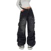 Lafaguw Women's Cargo Pants Low Waist Baggy Jeans Y2K Pocket