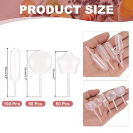 PATIKIL Cupcakes Pipettes, 200 Pcs 4ml Disposable Plastic Dessert Pipettes Strawberry Pipettes Squeeze Transfer Pipettes Droppers for Cupcakes Mini Cakes Desserts, Clear,Dropper/Round/Star