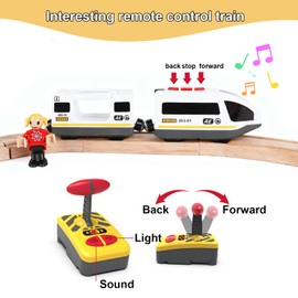 Electric Remote Control Train Toy for Wooden Train Tracks,Battery Operated Locomotive Train Magnetic Bullet Train Vehicles for Boy Kids Toddlers (White Train)