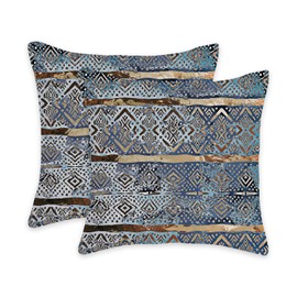 eshabear Throw Pillow Covers Pack of 2 Double-Sided Printing Home Indoor and Outdoor Sofa Bed Decor 18 x 18 Inch pillowcover (Geometric Boho Style Tribal Pattern with Distressed Texture and Effect)