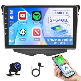 Hikity for Hyundai Veloster 2011-2015 Android Car Stereo Radio with Wireless Carplay Android Auto, 2+64G 9 Inch Touchscreen Radio WiFi GPS Navigation Bluetooth FM RDS EQ Mirror Link