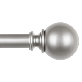 KAMANINA 7/8 Inch Curtain Rods 32 to 58 Inches (2.6-4.8ft), Antique Silver Single Curtain Rod for Windows, Decorative Drapery Rod with Round Finials