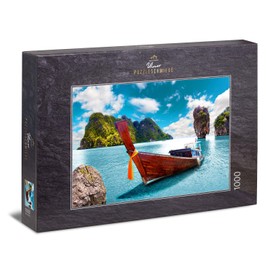 Ulmer Puzzleschmiede - Paradise in Sight Puzzle - Classic 1000 Piece Landscape Puzzle - Puzzle Motif of Dream Beach in Thailand with Boats in the Picturesque Bay Off James Bond Island