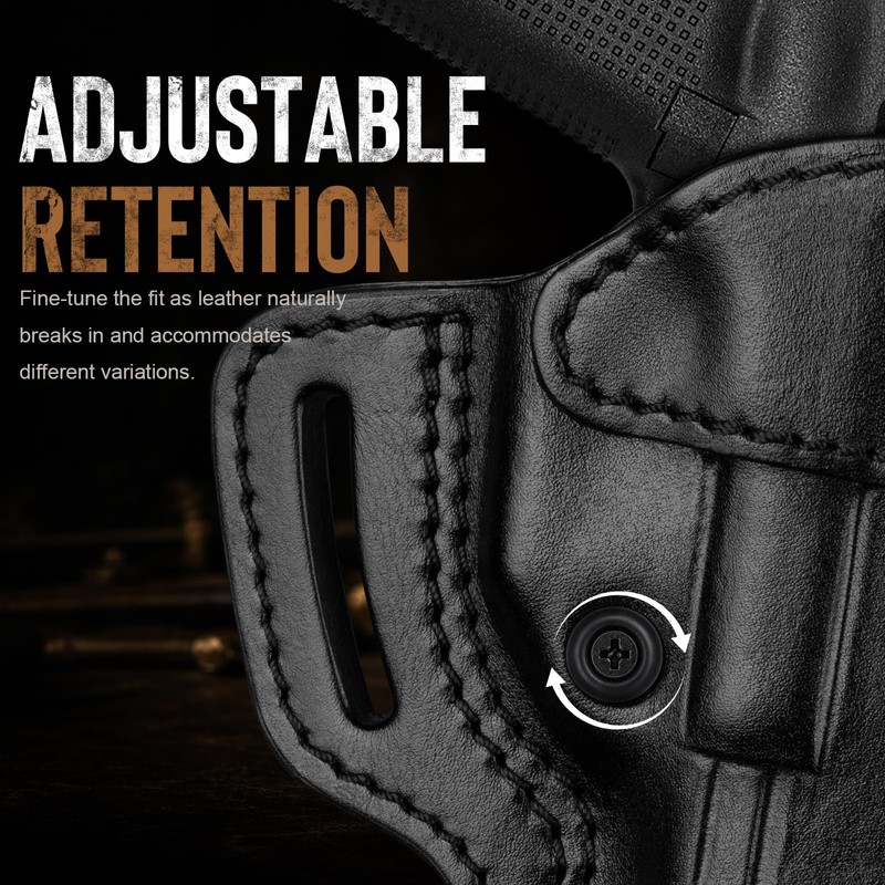 Leather OWB Pancake Holster for G19/G17 Gen 3-6, Optic Ready,