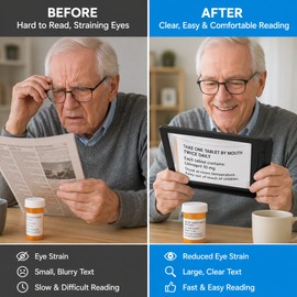 A4 Full Page Magnifier for Reading Small Print – Lightweight 4X PVC Sheet Lens for Books, Papers & Seniors