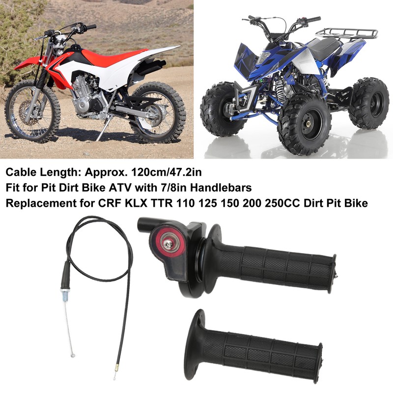 7/8in Twist Throttle Grips with Cable Replacement for CRF KLX
