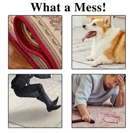 12 Pcs Rug Gripper for Laminate Floor Anti-Slip Rug Sticker Strip Pattern Washable Resuable Carpet Stickers