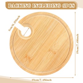 Menkxi 6 Set Wine Appetizer Plates Mini Charcuterie Boards with Glass Holder and Box Gifts for Bridal Shower Game Prizes Wooden Cocktail Cheese Plate for Guests Baby Shower(Round,Light Color)