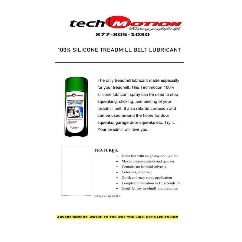 Treadmill 100% Silicone Belt & Deck Lubricant Spray p/n TM-01309