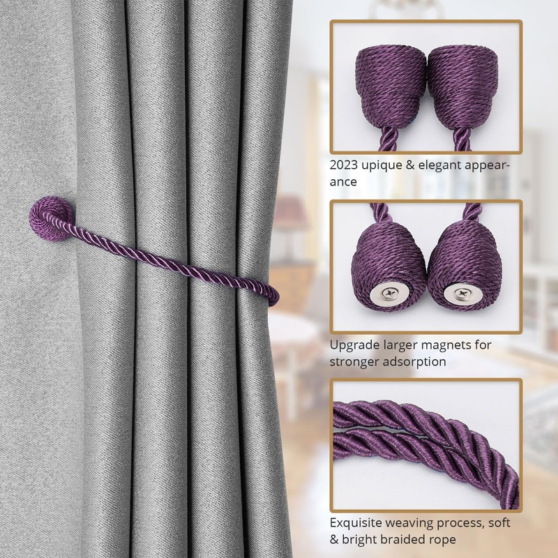 Pretty Jolly 2 Pack Strong Magnetic Curtain Tiebacks Handmade Weave