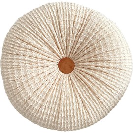 S_SSOY Round Throw Pillow for Couch Decorative 13"X13" Pumpkin Round Velvet Cushion for Sofa Bed Chair Floor Car Decorative (Cream)