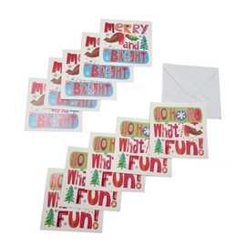 10 Christmas Cards – 2 Festive Designs, 14cm x 14cm, Merry Christmas & Happy New Year Message, Includes Envelopes