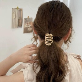 Ypkia 3 Stück Haarmanschetten für Pferdeschwanz mit Metall Schnalle Manschette Haarclips für Haargummis Punk Haar Halter Gold Ponytail Cuff (gold-2)
