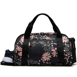 Pander 28L Large Gym Duffle Bag with Shoe Compartment, Fit for Travel, Weekend, Sports, Workout, Overnight.(Black Floral)