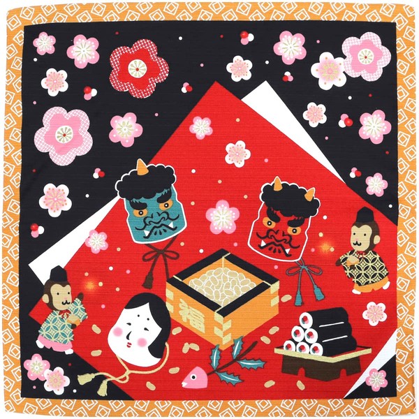 Furoshiki 13868 Shiki Saibun Small Furoshiki Cotton Shantung 02 Setsubun